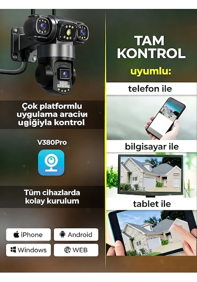 24 Saat Kablosuz 4g Sım + 9mp Kamera İki Yönlü Sesli Alarm Ip66 Su/toz Korumalı Güvenlik Sistemi