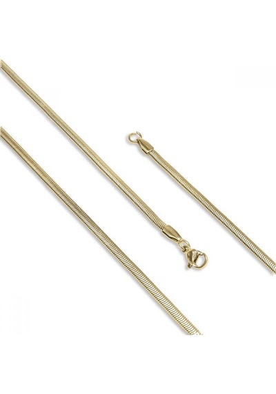Erkek İtalyan Çelik Kolye 1,5mm X 3mm 9193 Altın