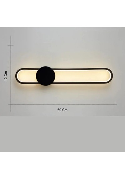 Modern Led Duvar Uzun Aplik 60 Cm Siyah