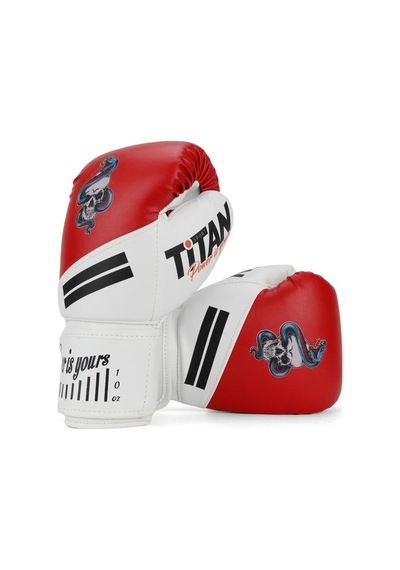 Titan Sport Kırmızı Beyaz Yılan Kurukafa Desenli Boks Eldiveni Çok Renkli