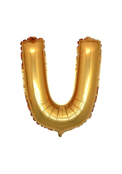 U Gold Harf Folyo Balon - 90 Cm - Altın Folyo Harf Balon Beyaz