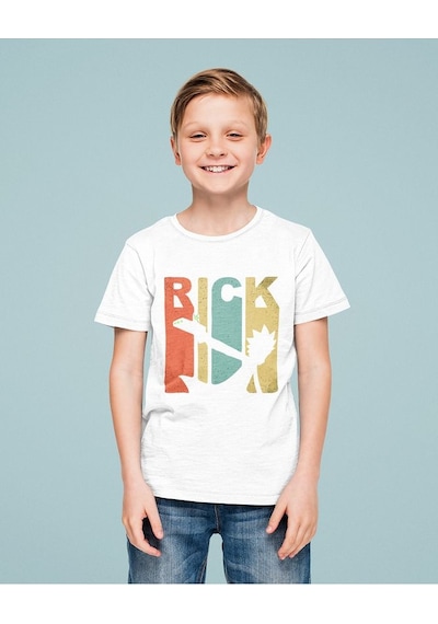 Sevbano Rick And Morty Baskılı Unisex Çizgi Film Çocuk Tişört 1-12 Yaş Beyaz