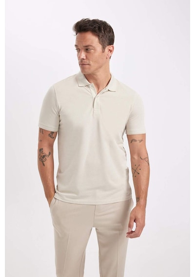 Defacto Slim Fit Dar Kesim Polo Yaka Kısa Kollu Pamuklu Tişört D0033AXNS Bej Defacto Slim Fit Dar Kesim Polo Yaka Kısa Kollu Pamuklu Tişört D0033AXNS Bej