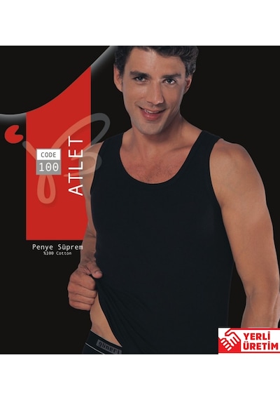 Güneri Underwear Erkek Siyah Süprem Atlet Yüzde Yüz Pamuklu Atlet 3'lü Paket 100-3s Siyah - Siyah