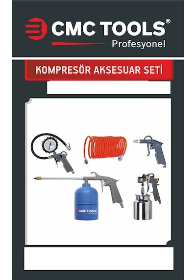 Kompresör Aksesuar Seti 5 Metre Hortum-hava-boya-mazot-tabancası-lastik Şişirme Tabanca Cmc0897