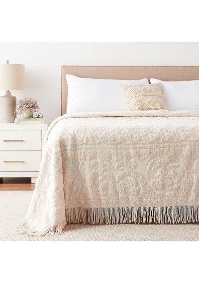 Madalyon Şönil Yatak Örtüsü, Queen Size, Blush Çok Renkli
