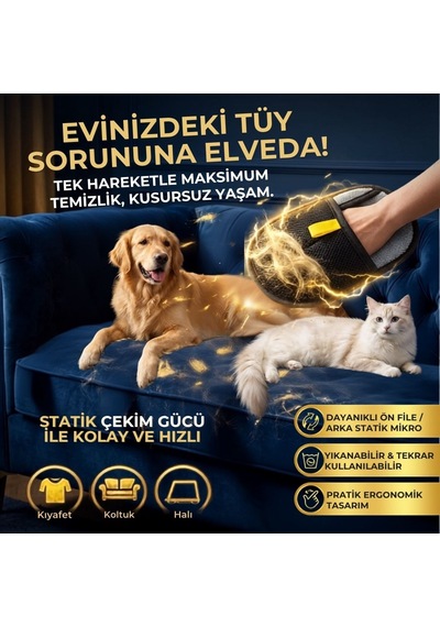 Evcil Hayvan Tüy Temizleme Eldiveni, Statik Mikro Tüy Toplayıcı Kedi Köpek Tüyü İçin Koltuk, Halı Ve Kıyafet Temizleme Eldiveni 5705