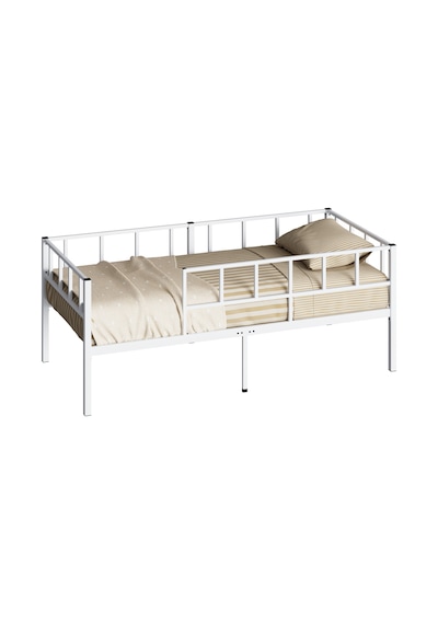 Zenit Metal Karyola Beyaz, Korkuluklu Karyola, Daybed, Ölçü Seçe Tek Kişilik