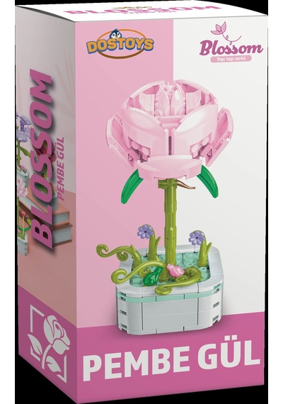 Mikro Blok Pembe Gül Çiçek Setleri Mini - Çiçek  - Blossom Çiçek