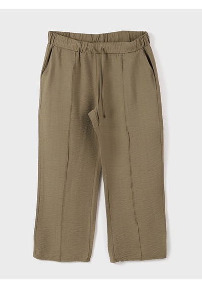 Lcwaıkıkı Classic Haki Beli Lastikli Dokulu Geniş Paça Kadın Pantolon