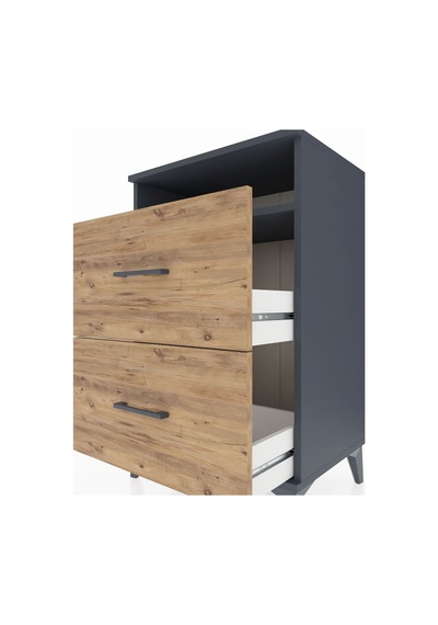 Hyperion Komodin Tek Raflı 2 Çekmeceli 60x44x96 Antrasit-çam Antrasit