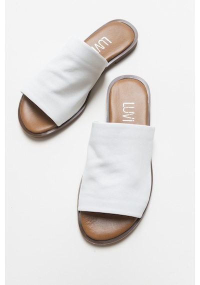 Luvishoes Clau Beyaz Kadın Deri Terlik Beyaz
