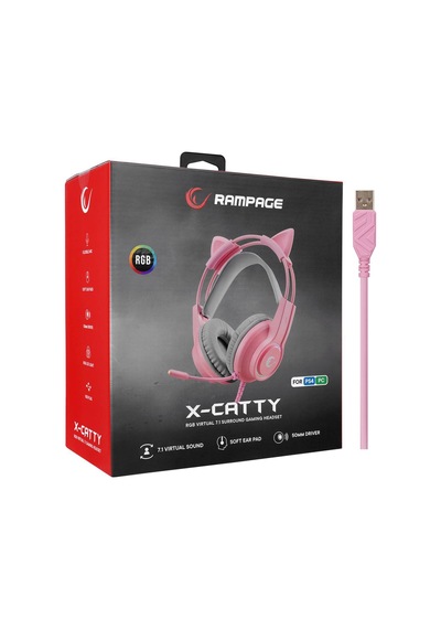 Rampage RM-K91 X-Catty USB 7.1 Version Mikrofonlu RGB Kulak Üstü Oyuncu Kulaklığı
