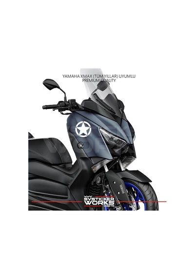 Yamaha Xmax Yıldız Sticker Yan Grenaj Desen İkili Sticker Beyaz