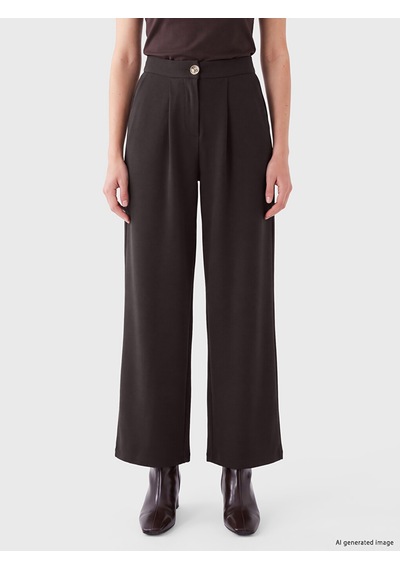 Lcw Everyday Kahverengi Loose Fit Kadın Pileli Kumaş Pantolon