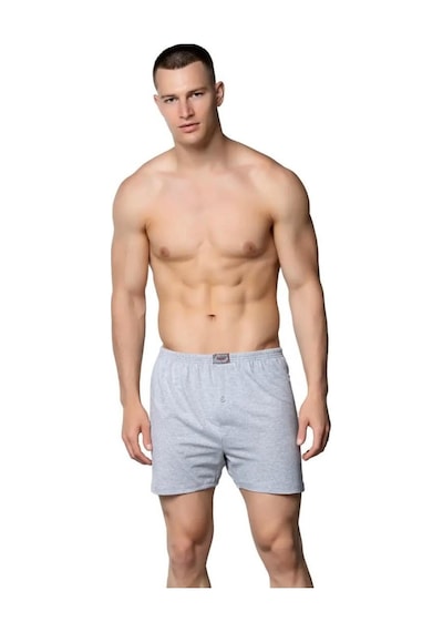 Sedef Yıldızı Erkek Rahat Kesim Düğmeli Boxer 6'lı Paket- 1094 Gri