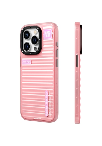 Apple Uyumlu iPhone 15 Pro Kılıf Şeffaf Renkli Tasarım Youngkit Fluorite Serisi Kapak Pembe