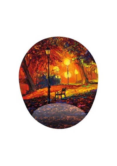 Orman Sokak Lambası Ve Yalnız Bank - Bilek Destekli Tasarım Mousepad 20x23 Cm
