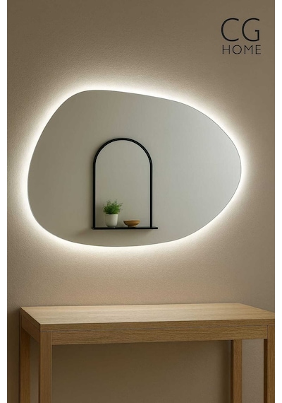 Luna Ledli Ayna, Ledli Ayna, Konsol Aynası, Dresuar Aynası, Banyo Aynası 75 X 50 Beyaz
