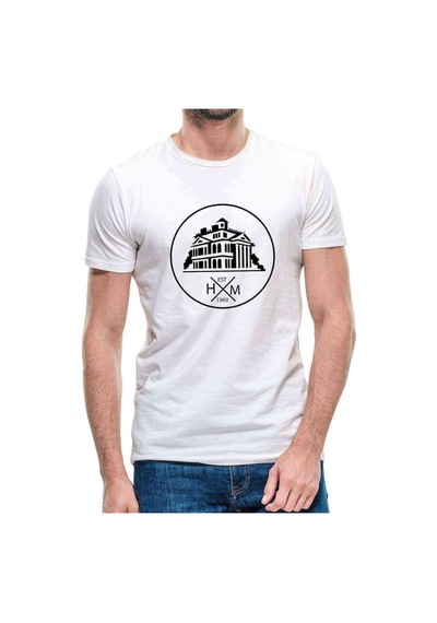 Silhouette Haunted Mansion Logo Erkek Beyaz Tshirt
