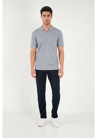 Buratti Pamuklu Regular Fit Fermuarlı Erkek Polo Yaka T Shirt 5902738 Açık Gri