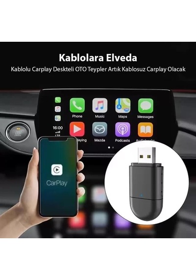 Hubrendy Sh Powermaster Pm-27447 Kablosuz Carplay - Android Auto Çevirici Dönüştürücü Adaptör İki Gi