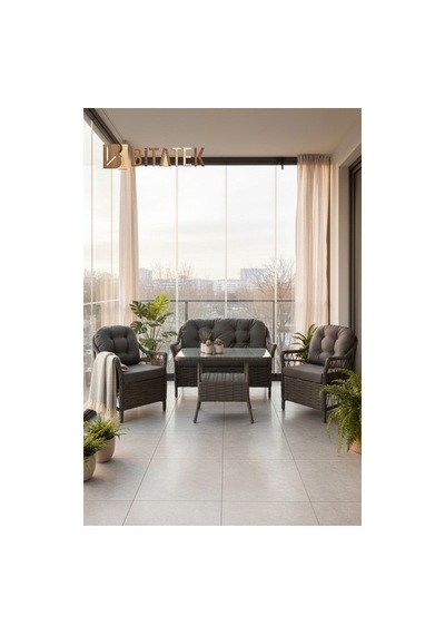 Dora Garden Home Inci 2+1+1 Rattan Bahçe Takımı Masalı Antrasit Siyahçizgili Dora Garden Home Inci 2+1+1 Rattan Bahçe Takımı Masalı Antrasit Siyahçizgili