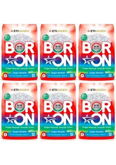 Boron Toz Çamaşır Deterjanı Doğal Renkler 6 x 4 KG