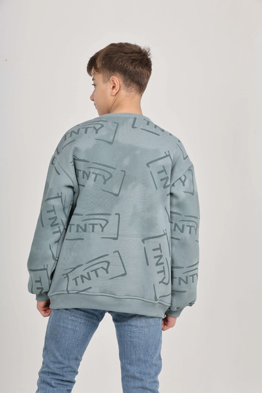 Toontoy Kids Toontoy Erkek Çocuk Play Baskılı Sweatshirt Mavi