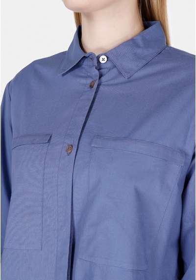 Colin's Colins Regular Fit Shirt Neck Düz Kadın Mavi Uzun Kol Gömlek Cl1073310 Cl1073310 Q1.v1 Ble Mavi