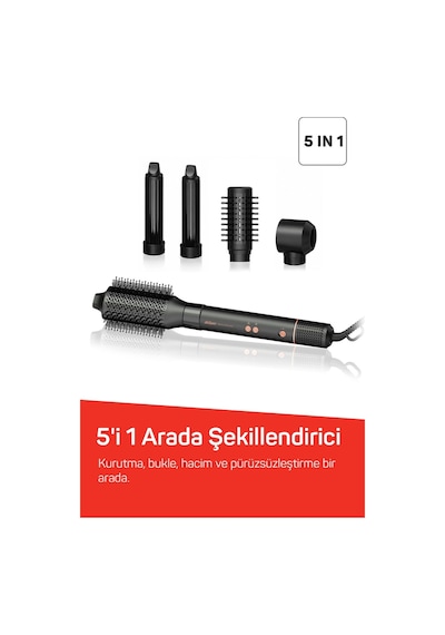 Ar5198 Revolution Line Bldc Ionic Hava Üflemeli Saç Şekillendirici 5 Başlık, 1500w, Antrasit