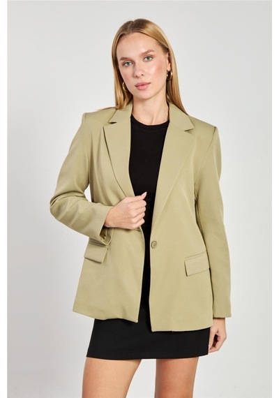 Barrels And Oıl Kadın Tek Düğmeli Blazer Ceket - Açık Haki Açık Haki