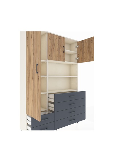 Arges Dolap 8 Raflı 6 Çekmeceli 3 Kapaklı 132x30x195 Aytaşı-çam/antrasit Atlas Çam/antrasıt Arges Dolap 8 Raflı 6 Çekmeceli 3 Kapaklı 132x30x195 Aytaşı-çam/antrasit Atlas Çam/antrasıt