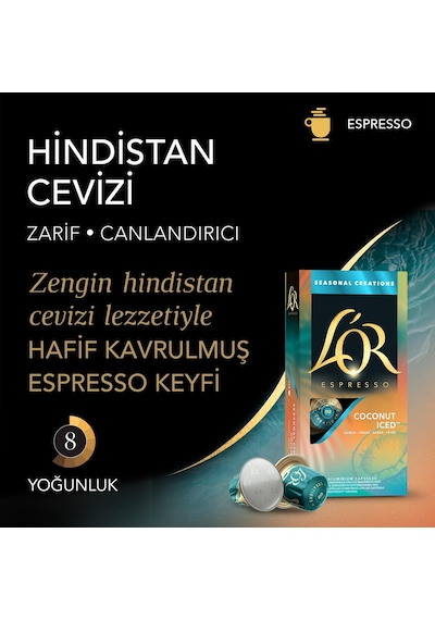 L'or Hindistan Cevizli Aromalı Nespresso Uyumlu Alüminyum Kapsül Kahve 30'lu