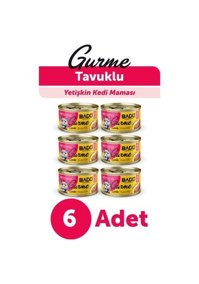 Bado Gurme Yaş Yetişkin Kedi Maması Kuzu Etli 85 Gr 6 Adet