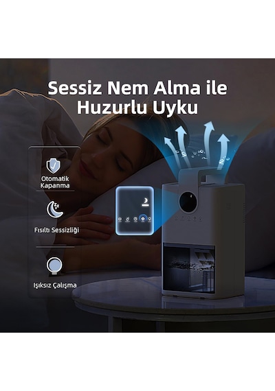 Mini Nem Alma Cihazı Çok Amaçlı Led Ekranlı - 230ml/gün 1l Hazneli - Beyaz