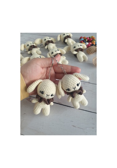 Amigurumi Örgü Tavşan Minik Anahtarlik Kahverengi