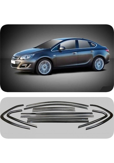 Opel Astra J Sedan Cam Çıtası Çerçevesi Parlak Siyah Komple 2012-2020 Arası