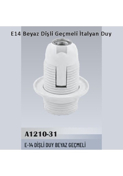 30 Adet E14 Beyaz Dişli Geçmeli İtalyan Duy