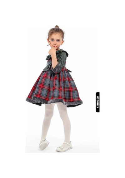 Xo Kids Kız Çocuk Elbise 4-12 Yaş 1608 Haki