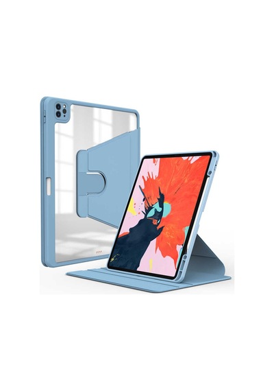 İpad Pro 11 2021 3.nesil A2377-a2459-a2301-a2460 Uyumlu 360 Dönebilen Standlı Nayn Tablet Kılıfı - Mavi Açık - T19647