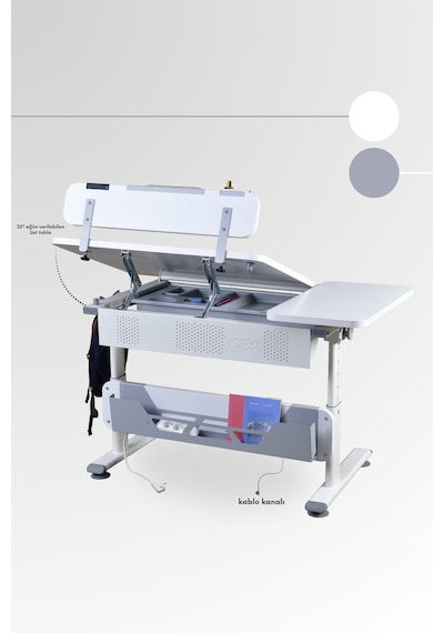 Vega Standart Yükseklik Ve Eğim Ayarlı, Çekmeceli Modern Bilgisayar, Ofis Ve Çalışma Masası Gri Gri Vega Standart Yükseklik Ve Eğim Ayarlı, Çekmeceli Modern Bilgisayar, Ofis Ve Çalışma Masası Gri Gri