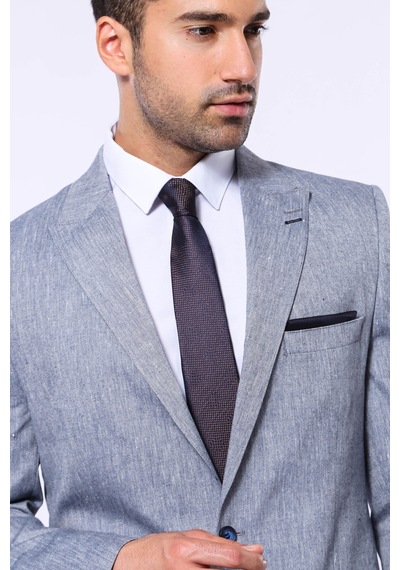 Wessi Slim-fit Sivri Yaka Mavi Ceket Mavi