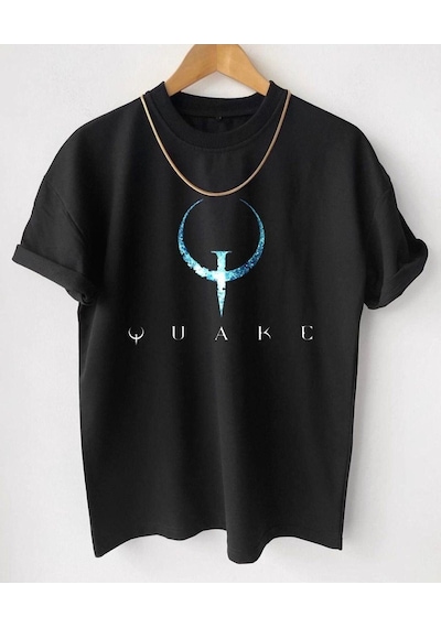 Flood Of Style Erkek Siyah Quake Baskılı Tshirt