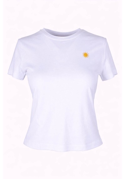 Trender Güneş Bask Beyaz Kadın T-shirt 6747