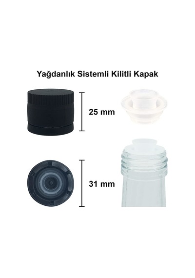 Tr Ml Şeffaf Ve Yeşil Maraska Yağdanlık Kapaklı Ve Kapüşonlu 1000 Cc Köşeli Cam Şişe 2 Adet Diğer