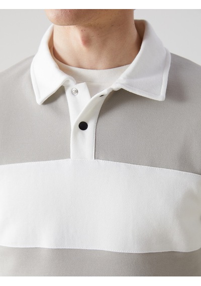 Lcw Vision Ekru Polo Yaka Uzun Kollu Çizgili Erkek Sweatshirt