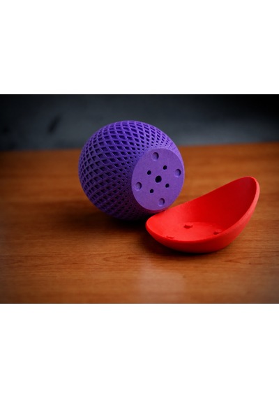 3d Baskı Küre Saksı - Kafes Dokulu İki Parçalı Dekoratif Saksı - Mor-kırmızı Çok Renkli