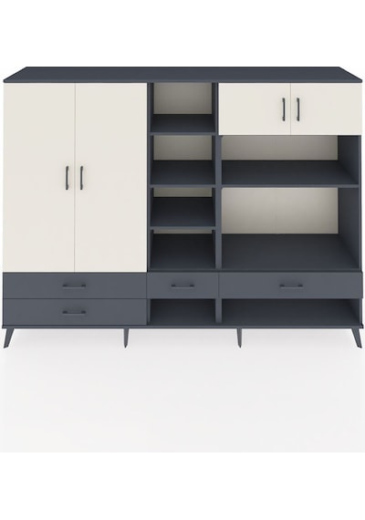 Hyperion Dolap 12 Raflı 4 Çekmeceli 4 Kapaklı 220x44x163 Antrasit Antrasit-aytaşı/antrasit Hyperion Dolap 12 Raflı 4 Çekmeceli 4 Kapaklı 220x44x163 Antrasit Antrasit-aytaşı/antrasit