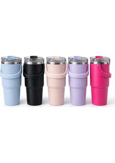Renkli 900 Ml Taşıma Kulplu Paslanmaz Çelik Termos Mug Bardak Diğer